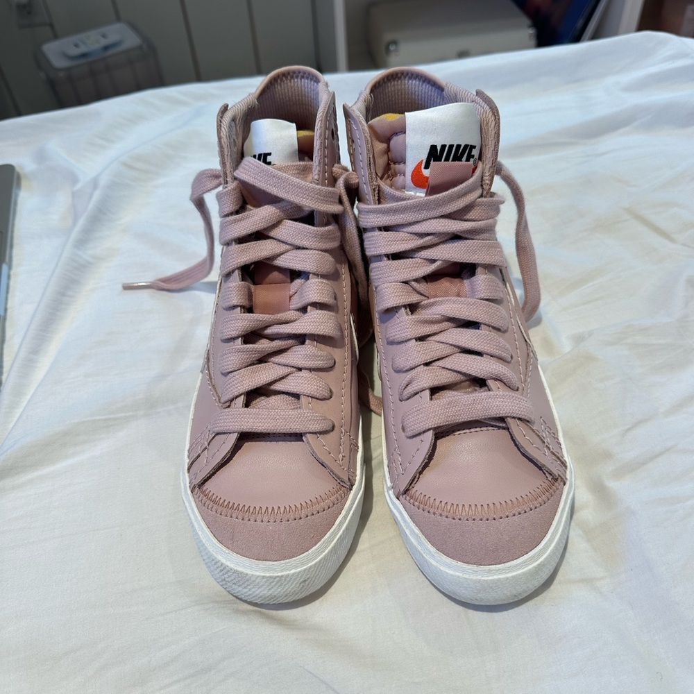 Nike Pink High-Top Sneakers with White Swoosh